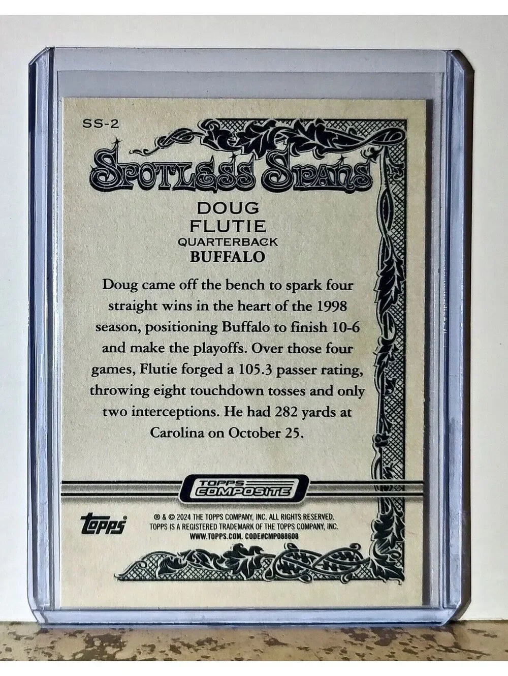 Doug Flutie 2023 Topps Allen & Ginter Spotless Spans NFL SS-2 Card Buffalo Bills